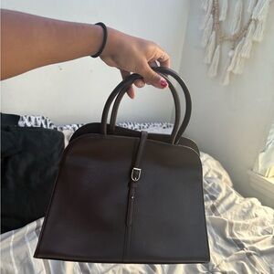 Large burgundy brown satchel/tote bag